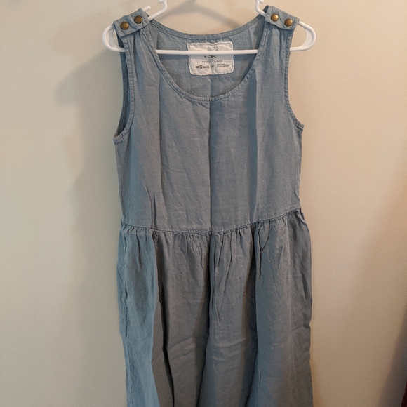 Not Perfect Linen Smock Dress Swedish Blue XS - Picture 2 of 7